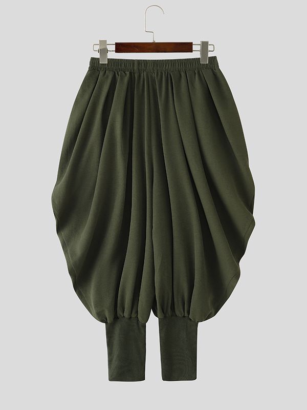 Men's Solid Pleated Loose Casual Pant SKUL32854