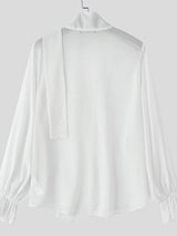 Men's Polka Dot Print Ribbon Long Sleeve Shirt SKUL35278