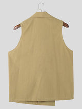 Mens Solid Color Sleeveless Button-Up Shirt SKUL02010