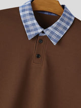 Men's Vintage Japanese Cityboy Aesthetic Fake Two-Piece Plaid Layered Polo Shirt SKUL70203