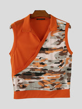 Mens Contrast Color Print Casual Tank SKUL16995