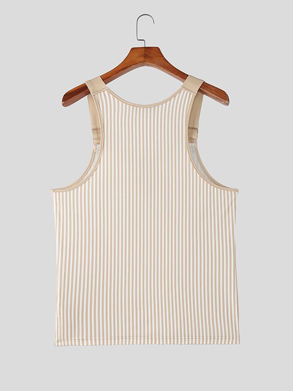 Men's Stripe Patchwork Casual Tank SKUL48000