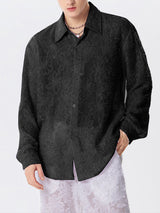 Mens Jacquard See Through Long Sleeve Shirt SKUK44104