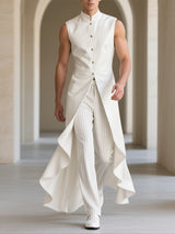 Mens Ruffled Patchwork Sleeveless Blazer SKUL22519