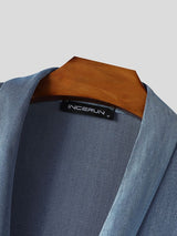 Men's Asymmetrical Placket Lace Up Cinched Waist Long Sleeve Shirt SKUL44020