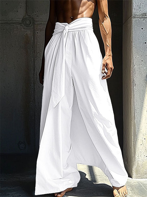 Mens Twist Detail Loose High-Waisted Casual Pant SKUL15578