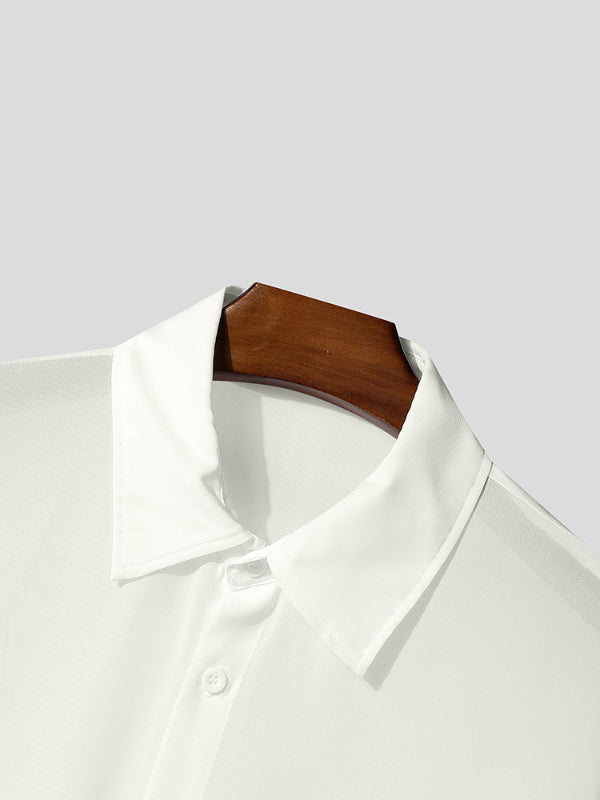 Men's Sheer Drawstring Loose Two Pieces Outfit SKUL36531