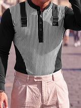 Men's Avant-Garde Early Autumn Urban Casual Contrast Colorblock Muscle Fit Long Sleeve T-shirt SKUL83114