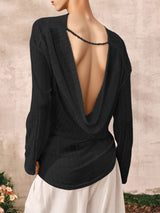 Men's Backless Textured Long Sleeve T-shirt SKUL35222