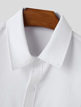 Mens Solid Color Lace-Up Patchwork Short Sleeve Shirt SKUL07812