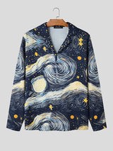 Mens Starry Sky Print Long-Sleeve Shirt SKUL02320
