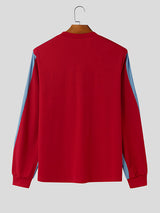 Mens Bowknot Patchwork Long-Sleeve T-Shirt SKUK92859