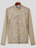 Mens Abstract Figure Print Mesh T-Shirt SKUK28471