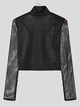 Mens Sheer Cropped Long Sleeve T-Shirt SKUK83478