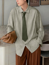 Men's Stripe Tie Long Sleeve Shirt SKUL30528