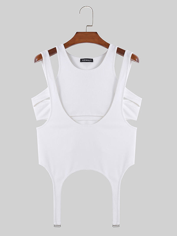 Mens Irregular Deconstruction Design Sleeveless Vest SKUK51785