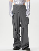 Mens Metal Button Deconstruction Design Pants SKUK45352