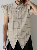 Men's Plaid Casual Sleeveless Shirt SKUL21346