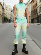 Mens Gradient Color Hollow-Out Two Pieces Outfit SKUL24953