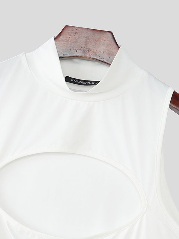 Men's Chest Cut Design Contrast Color Tank SKUL51922