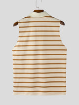 Men's Striped Color Block Casual Sleeveless Shirt SKUL19088