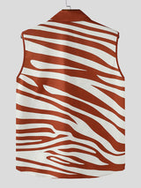 Men's Zebra Print Colorblock Sleeveless Shirt SKUL18928
