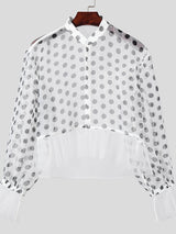 Mens Polka Dot Print Lace Panel Shirt SKUK71637