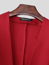 Men's Ruffle Patchwork V-Neck Cropped Long Sleeve Blazer SKUL27265