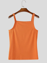 Mens Solid Color Textured Square Neck Tank SKUL11814
