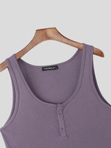 Mens Solid Color Knit Casual Tank SKUL18720