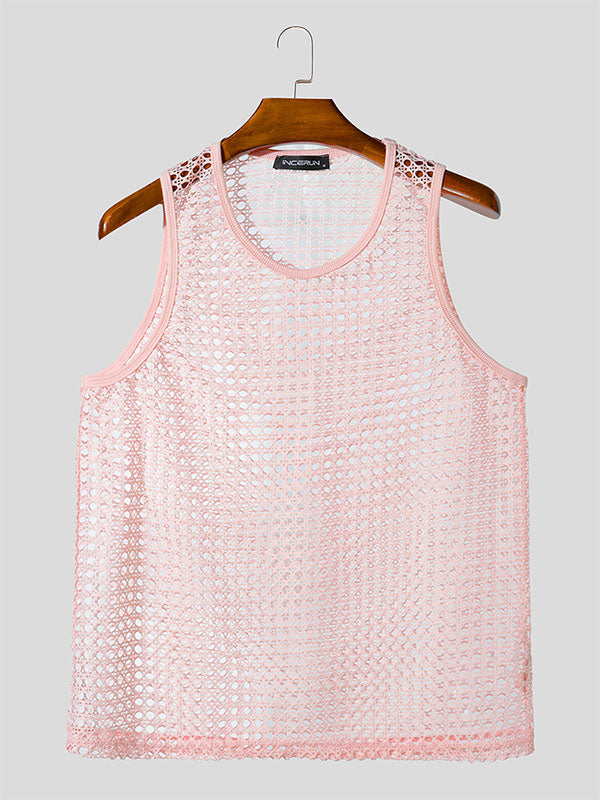 Mens Solid Color Sheer Mesh Tank SKUL08550