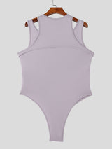 Men's Avant-Garde Asymmetrical Cut-Out Slim Fit Sleeveless Bodysuit SKUL54092