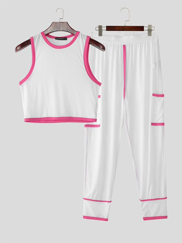 Mens Slightly Sheer Cropped Two Pieces Outfit SKUL17055