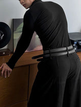 Men's Textured Knit Lapel Long Sleeve T-Shirt SKUL32787