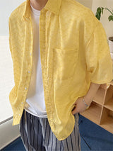 Mens Solid Color Casual Short Sleeve Shirt SKUL07527