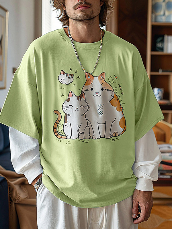 Mens Cat Print Long Sleeve T-Shirt SKUK80469