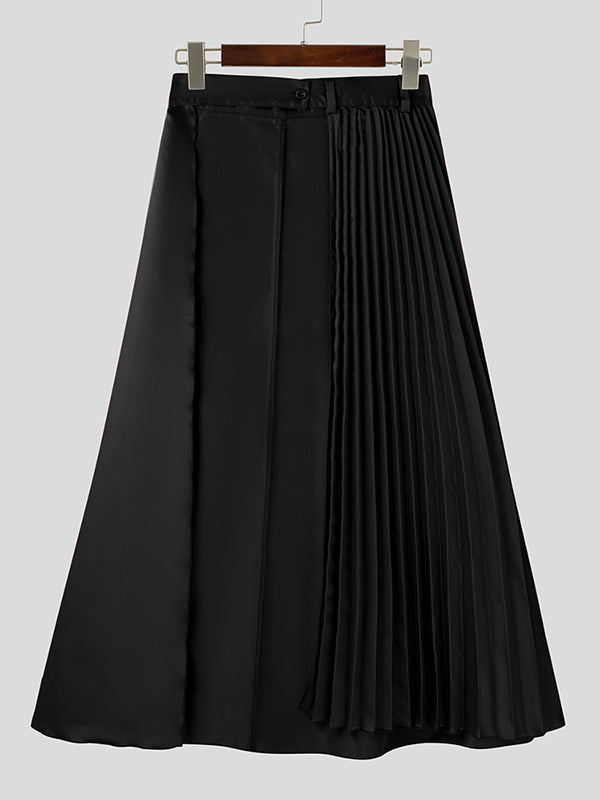 Mens Elegant Pleated Long Midi Skirt SKUK90363
