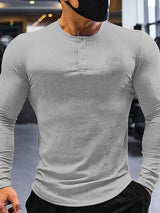 Mens Textured Half-Zip Long Sleeve T-Shirt SKUK99036