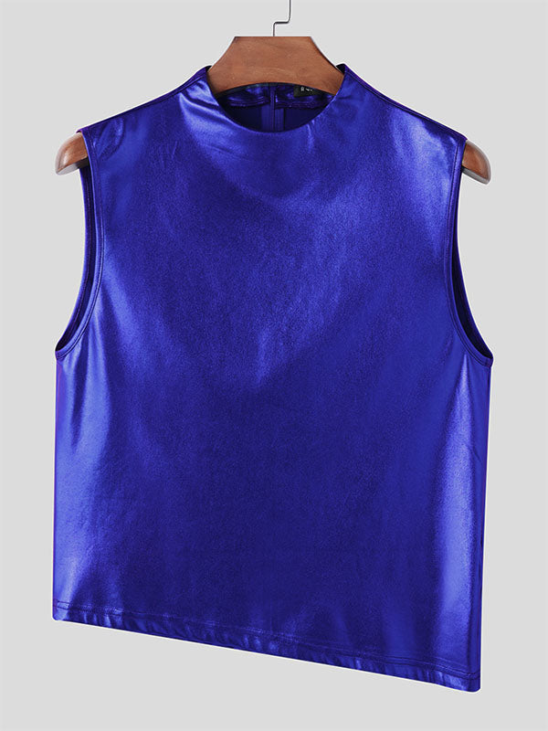 Mens Solid Color Pleated Cropped Tank SKUL04066