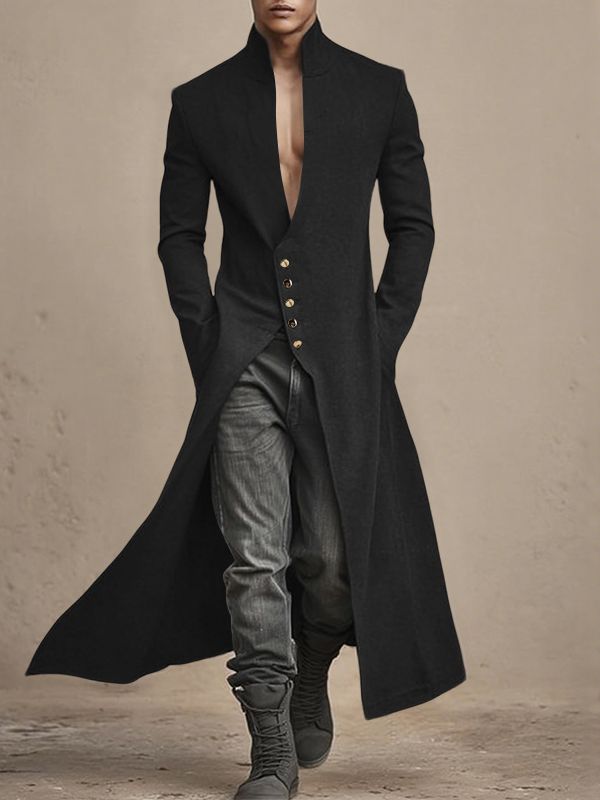 Men's Solid Color Deconstructed Long Hem Cardigan SKUL35271