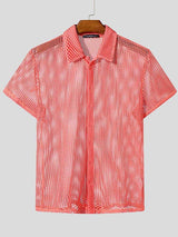 Mens Hollow-Out Mesh Short Sleeve Shirt SKUL06394