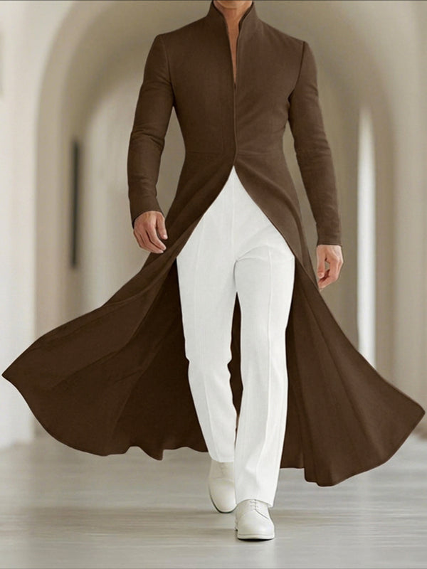 Men's Retro Early Autumn Tailored Waist Flowy Hem Long Sleeve Blazer SKUL80473