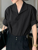 Mens Solid Color Minimalist Short Sleeve Shirt SKUL06354