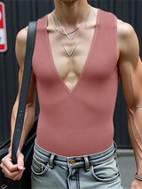 Mens Solid Color Textured Stripe Casual Tank SKUL16966