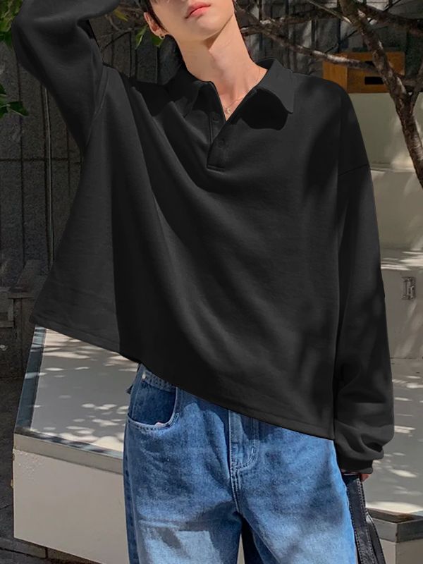 Men's Minimalist Solid Color Long Sleeve Shirt SKUL44026