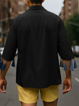 Men's Fringe Patchwork Short Sleeve Blazer SKUL22231