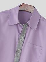 Men's Plaid Tie Long Sleeve Shirt SKUL36327