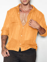 Mens Sheer Mesh Long Sleeve Shirt SKUK97055