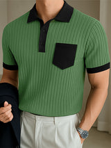 Mens Colorblock Textured Knit Short Sleeve Shirt SKUL16179