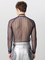 Mens Sheer Mesh Long Sleeve T-Shirt SKUK94774